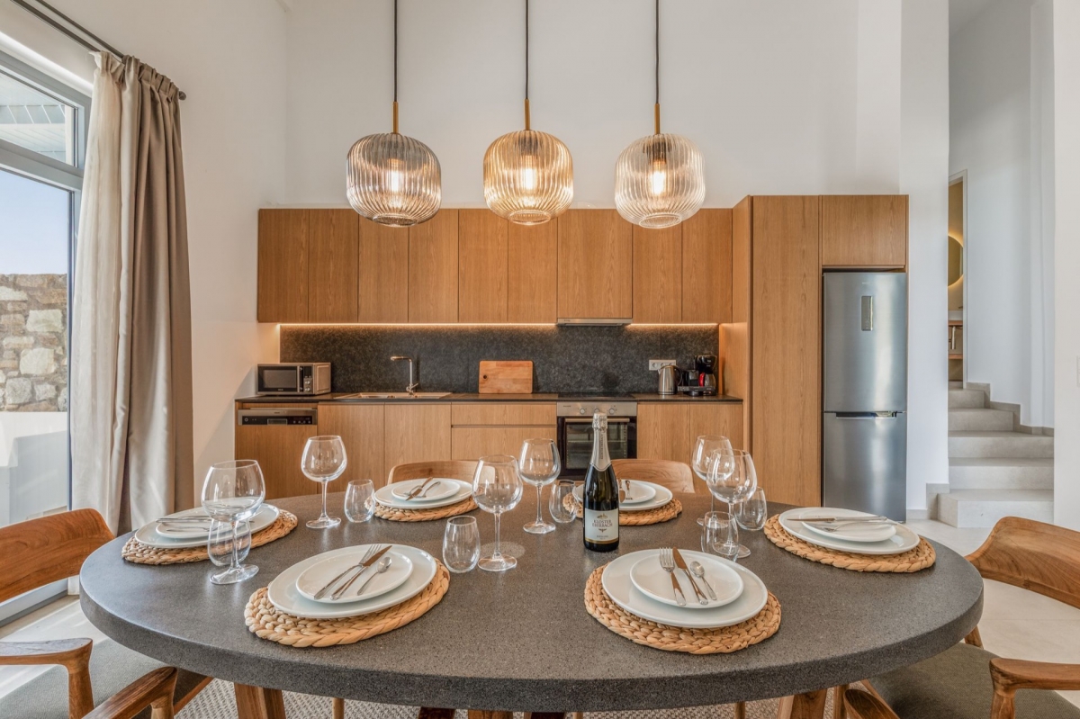 Kitchen. Ground floor, with sea & pool view