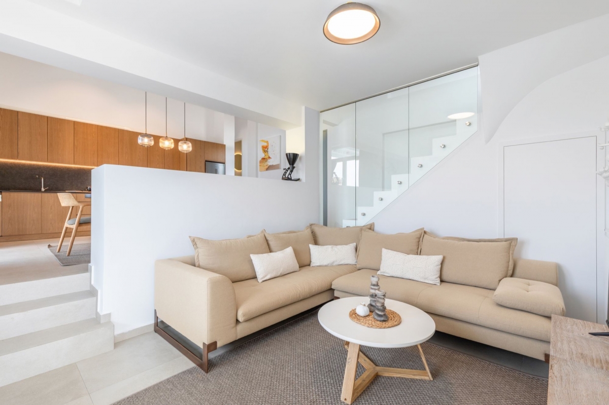 Living room. Ground floor, with sea & pool view